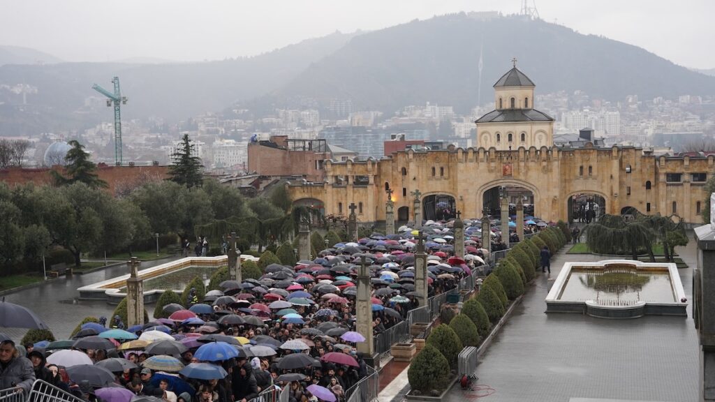 People gathered to bid farewell to Ilia II. 20 March 2026. Photo: JAMnews.