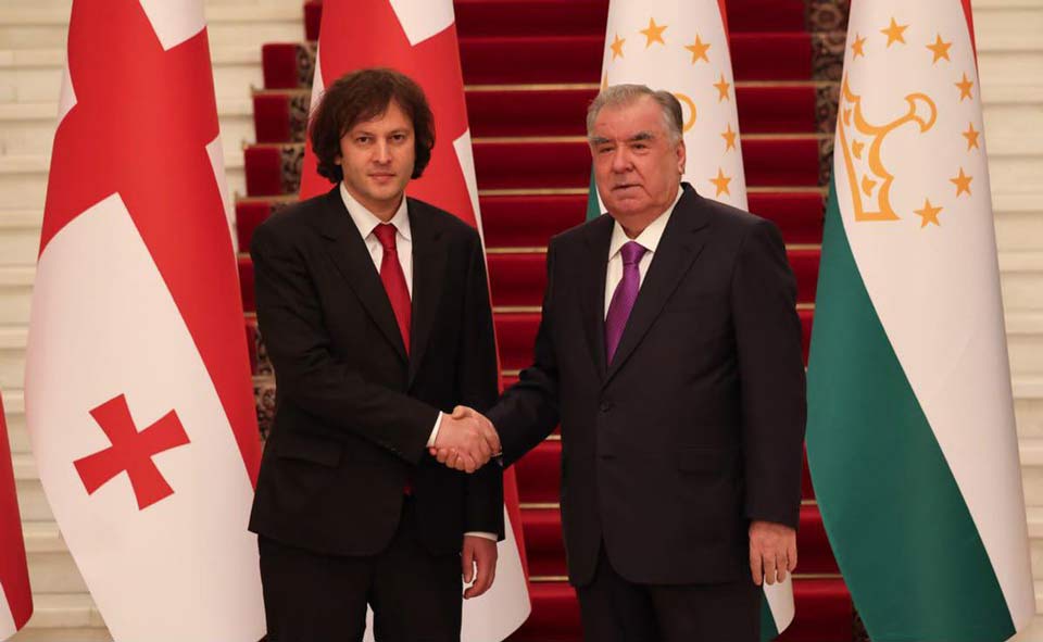Georgian Prime Minister Irakli Kobakhidze and Tajik President Emomali Rahmon.
