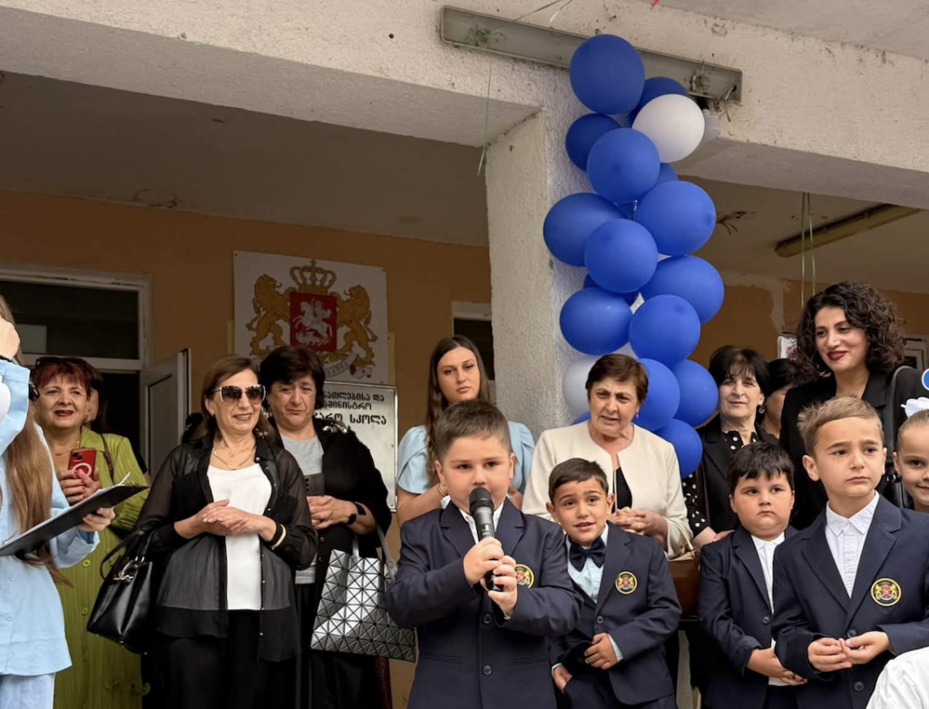 First day of the new academic year at Public School No 5 in Khashuri. Photo: school’s official Facebook page.