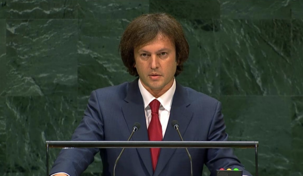 rakli Kobakhidze at the UN podium. Source: SOVA News